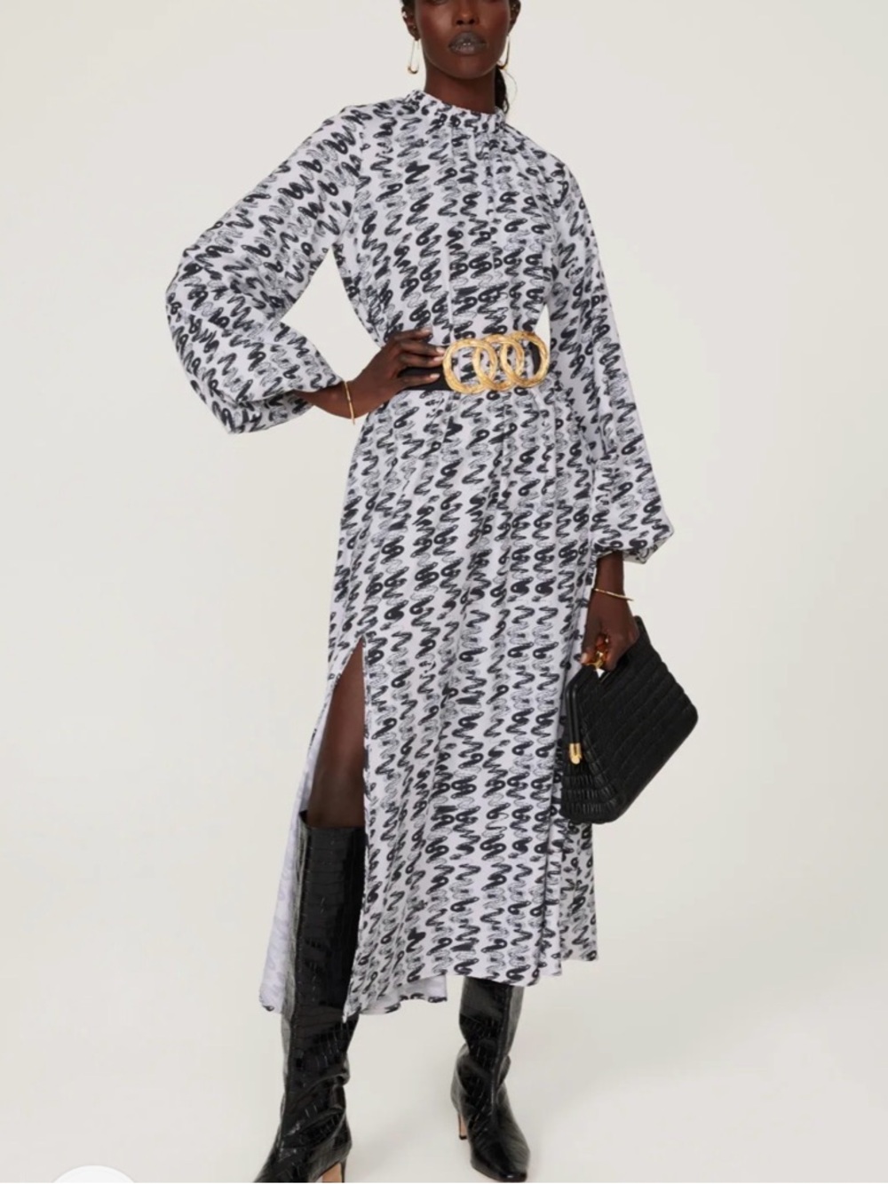 Thebe Magugu Squiggle Print Maxi Caftan  / South African Designer